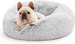 20-Inch Indoor Cat Bed - Machine Washable, Waterproof Base - Taupe Fluffy Calming Cushion for Joint Relief and Enhanced Sleep