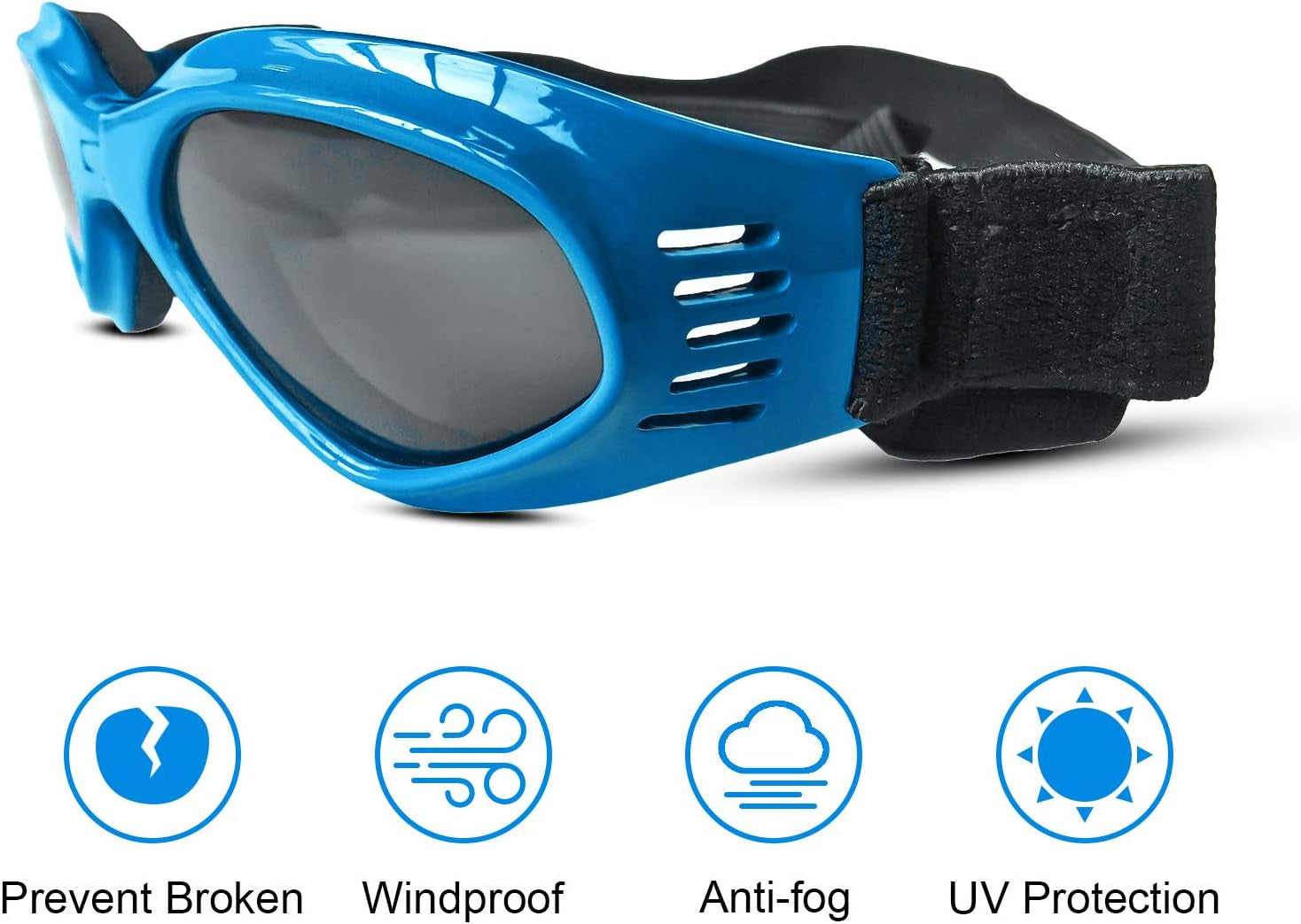 Adjustable UV Protection Dog Goggles with Waterproof Features (Blue)