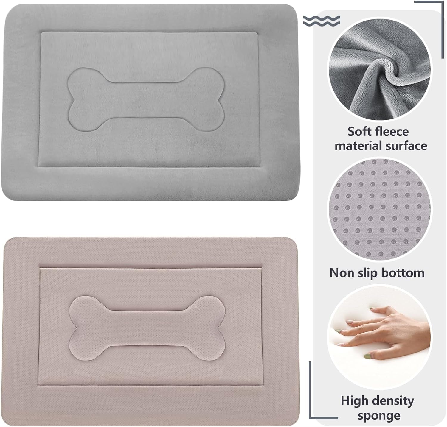 Large Dog Bed - Soft Washable Crate Pad with Non-Slip Bottom, 42-inch Pet Mattress for Dogs and Cats