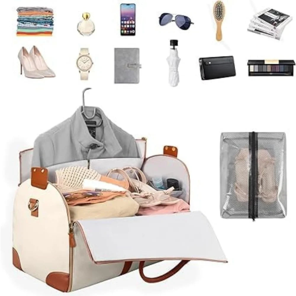 2-in-1 Convertible Garment Duffle Bag With Shoe Pouch
